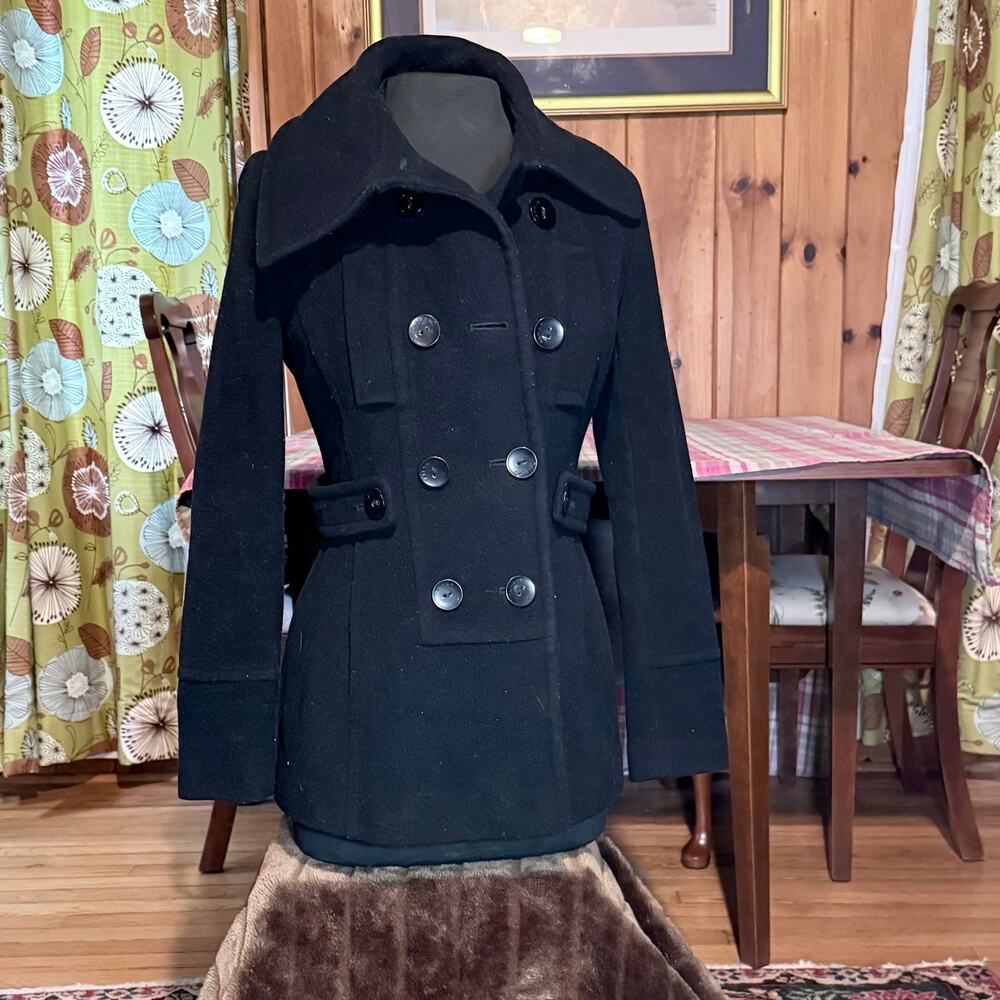 Tahari‎ Wool-Blend Architectural Peacoat Women's Size 2 Quiet Luxury